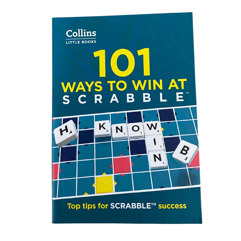 Book titled '101 Ways to Win at Scrabble' by Collins on a white background
