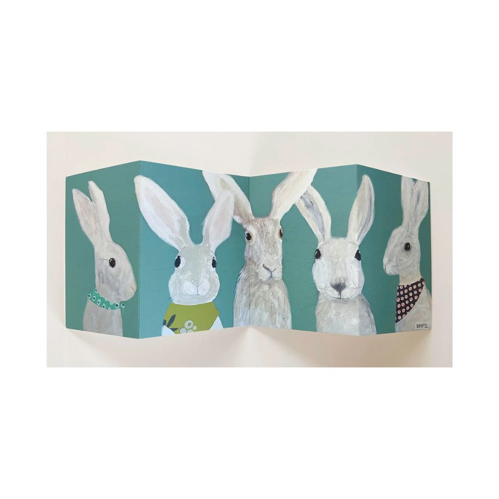 Concertina Party of Five Bunnies Card