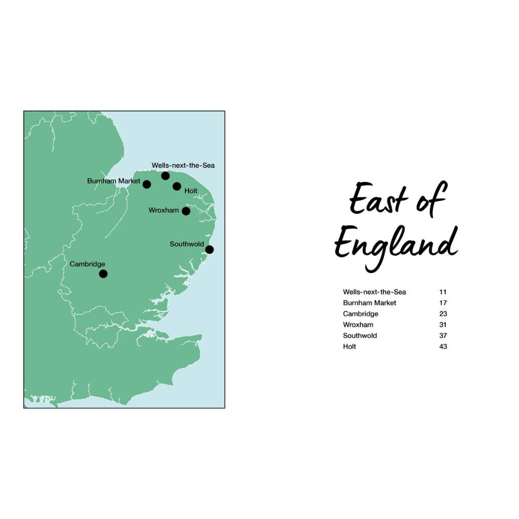 Map of East of England with labeled locations and distances.