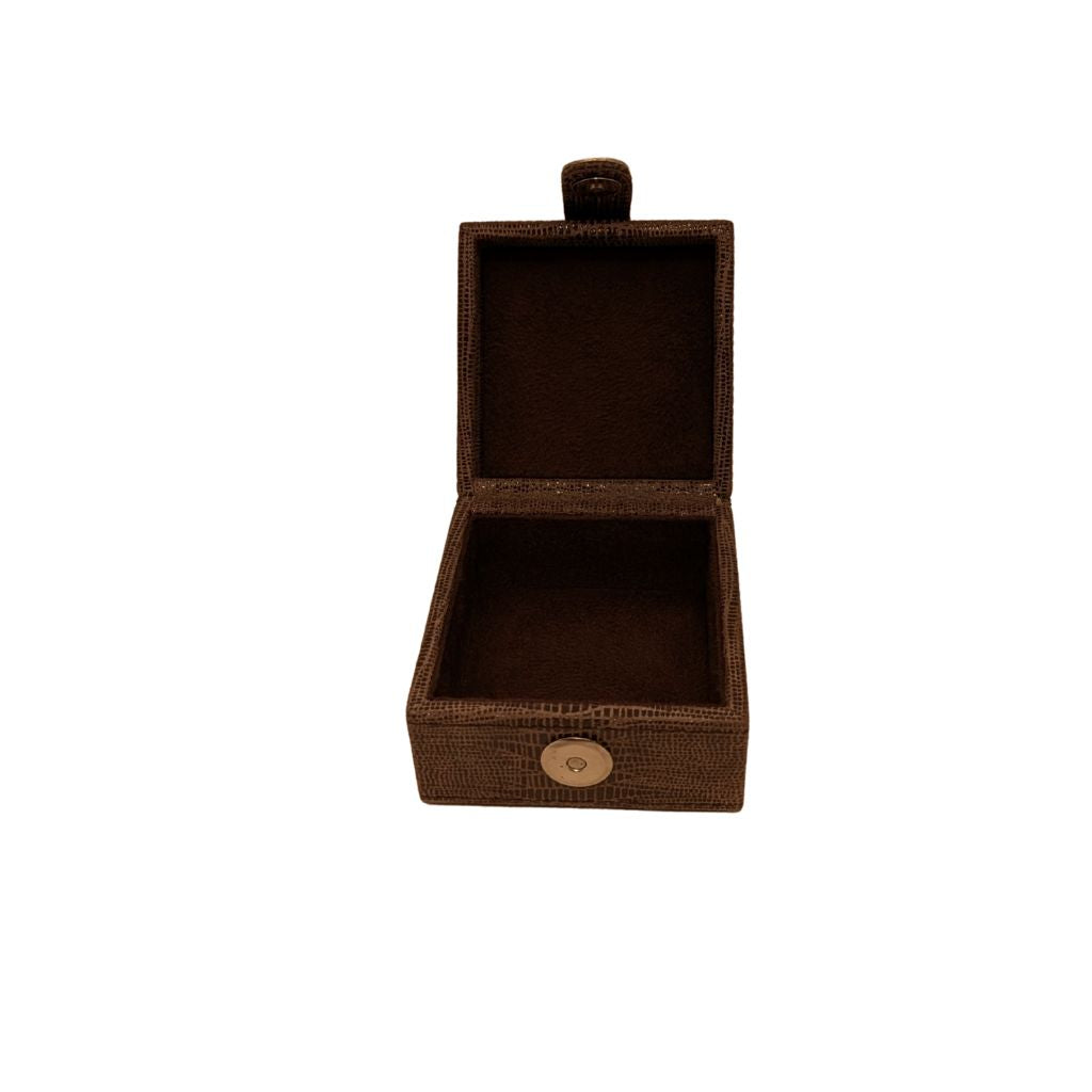 Special Purchase - Square Chocolate Croc Leather Trinket Box