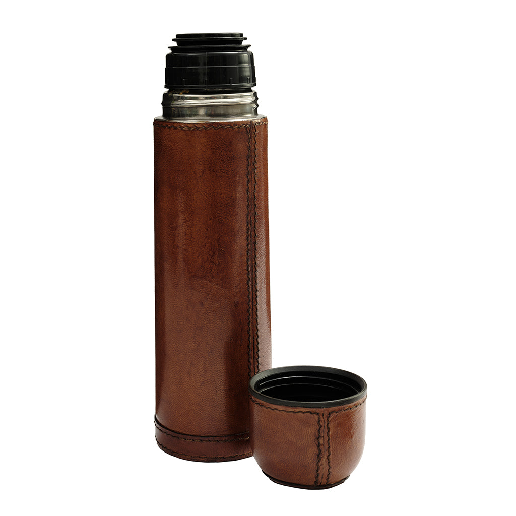 Thermos flask in leather case