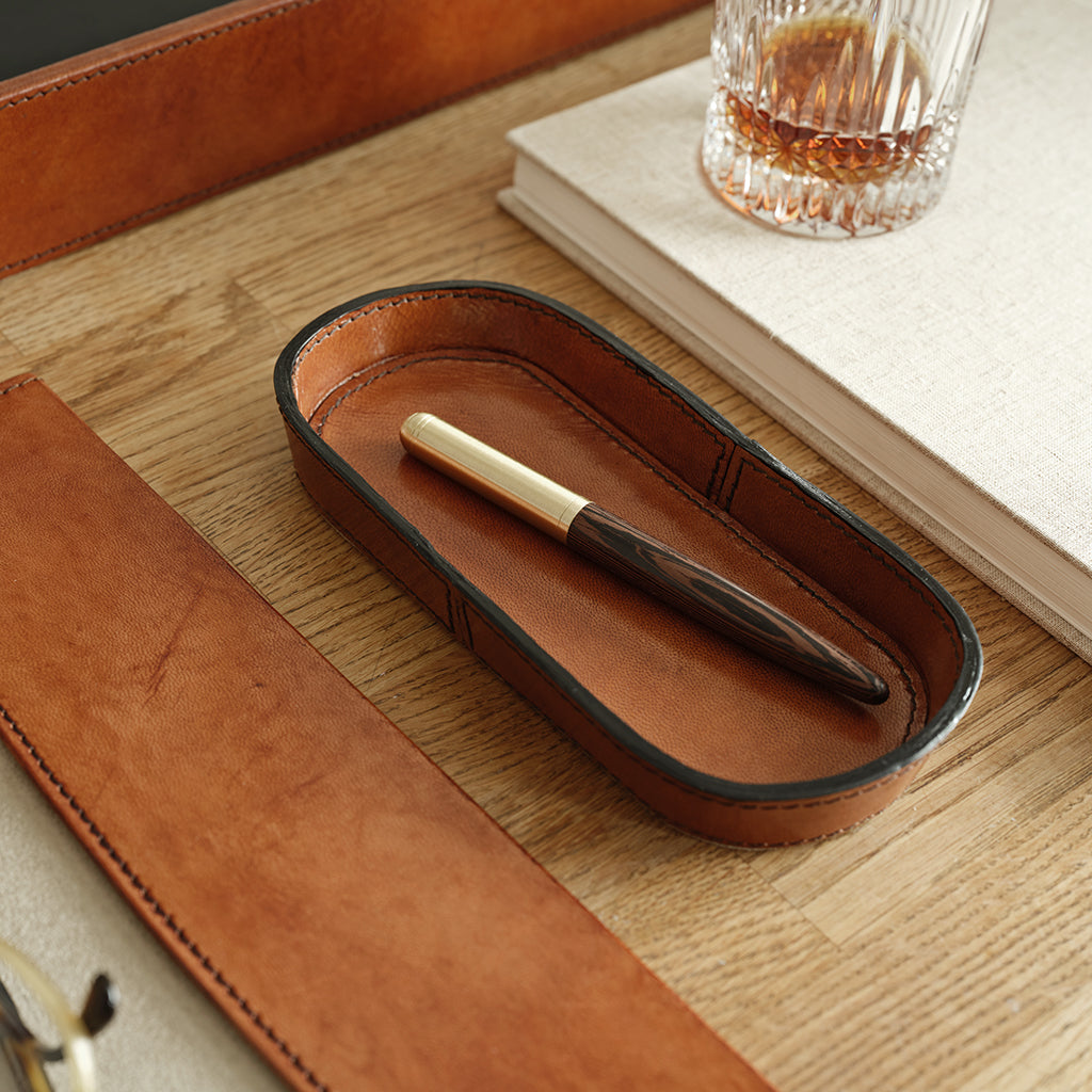 Leather Oval Valet Tray
