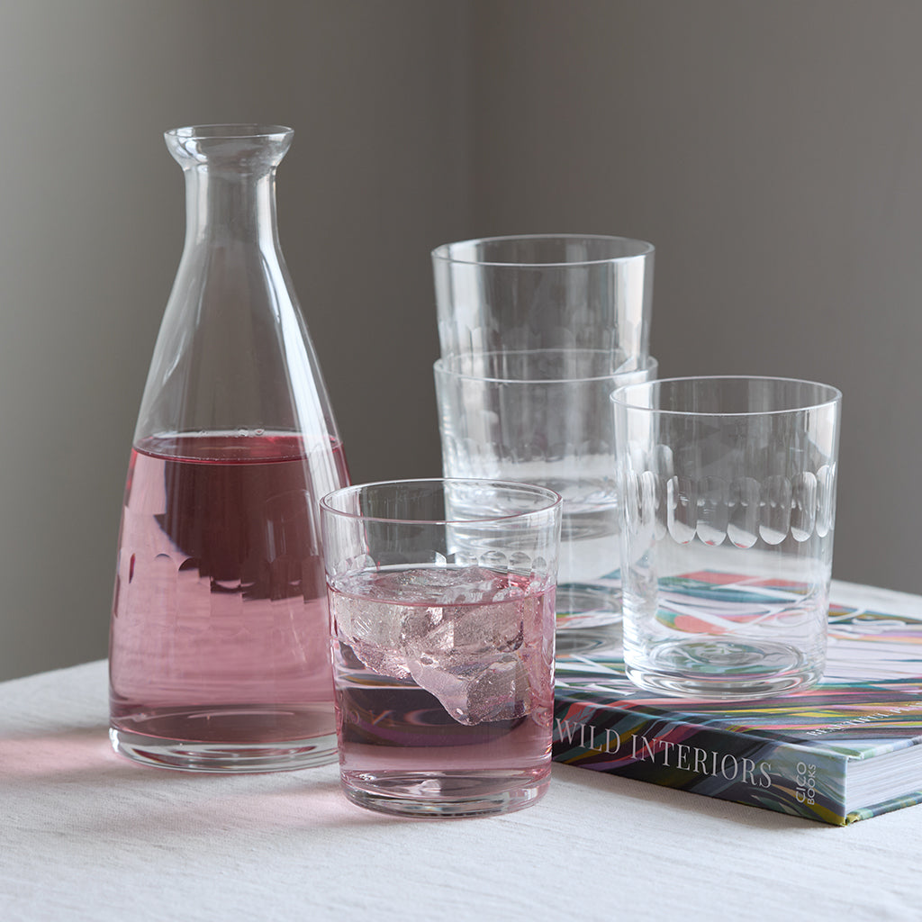 Set of Four Lead Free Crystal Tumblers With Lens Design