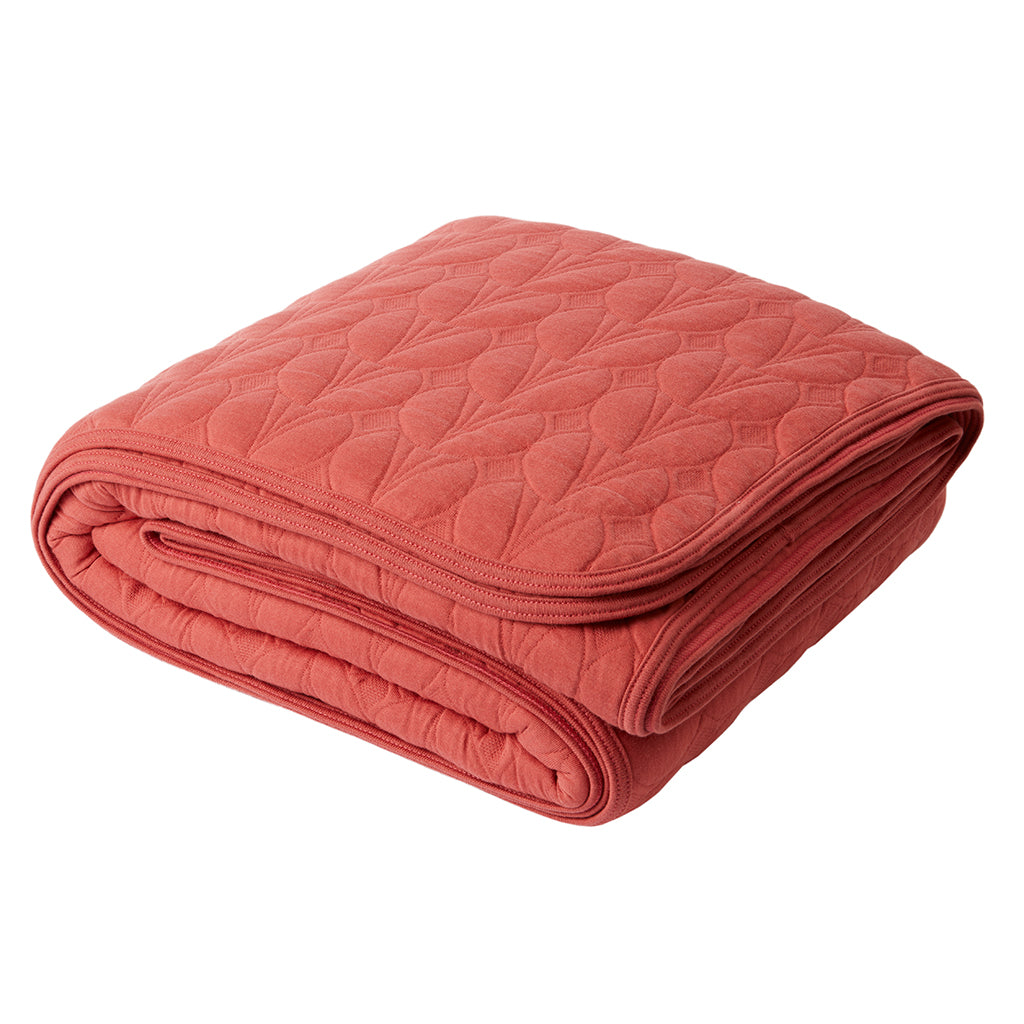 Quilted Cotton Bedspread Coral
