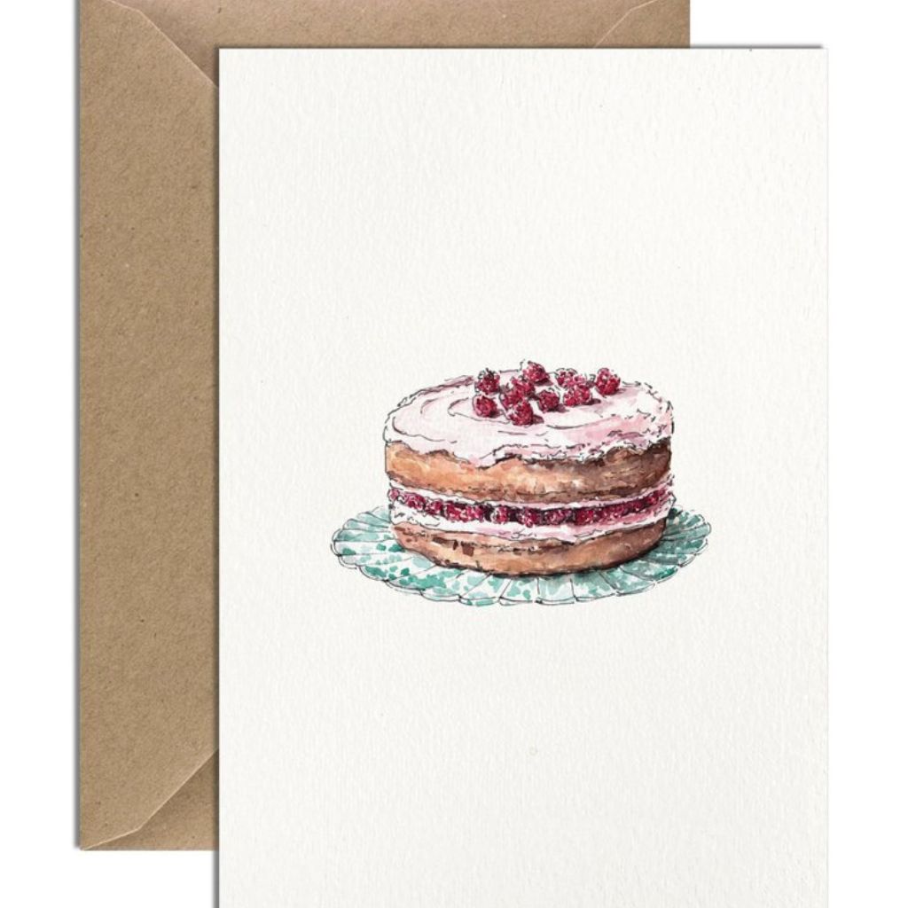 Raspberry Cake Greetings Card