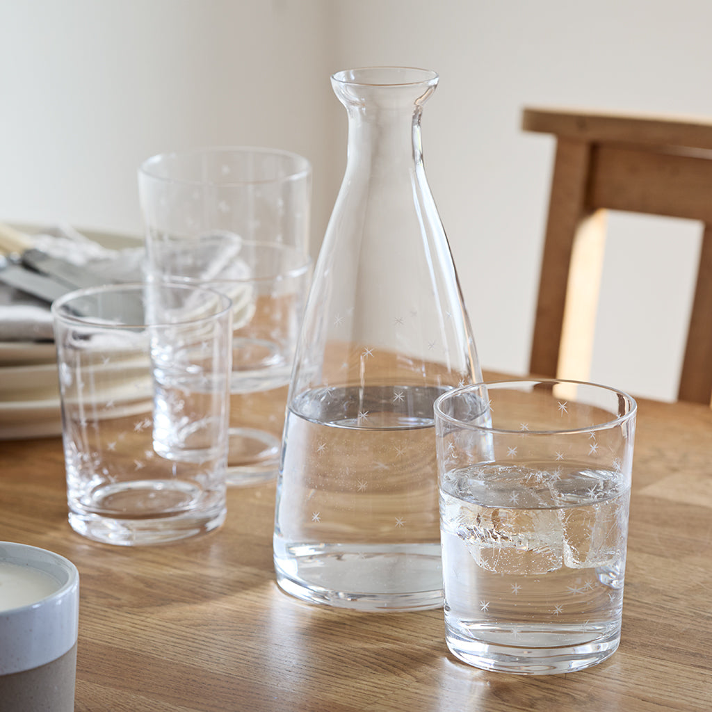 Lead Free Crystal Table Carafe - Star Design With Set oF Four Tumblers