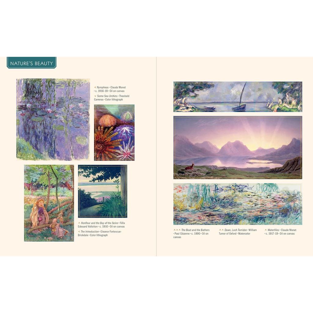 Collection of nature-themed artworks on a white background