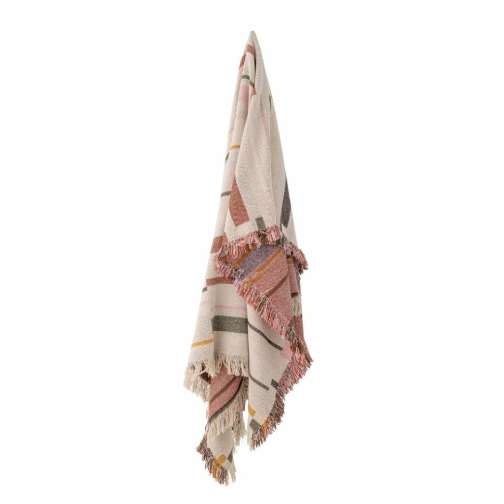 Decorative throw blanket with geometric pattern on a white background