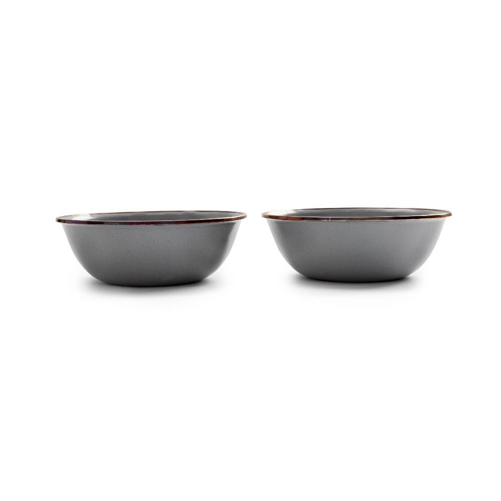 Enamel Bowl Set In Slate Grey - Set Of Two Bowls - Life of Riley