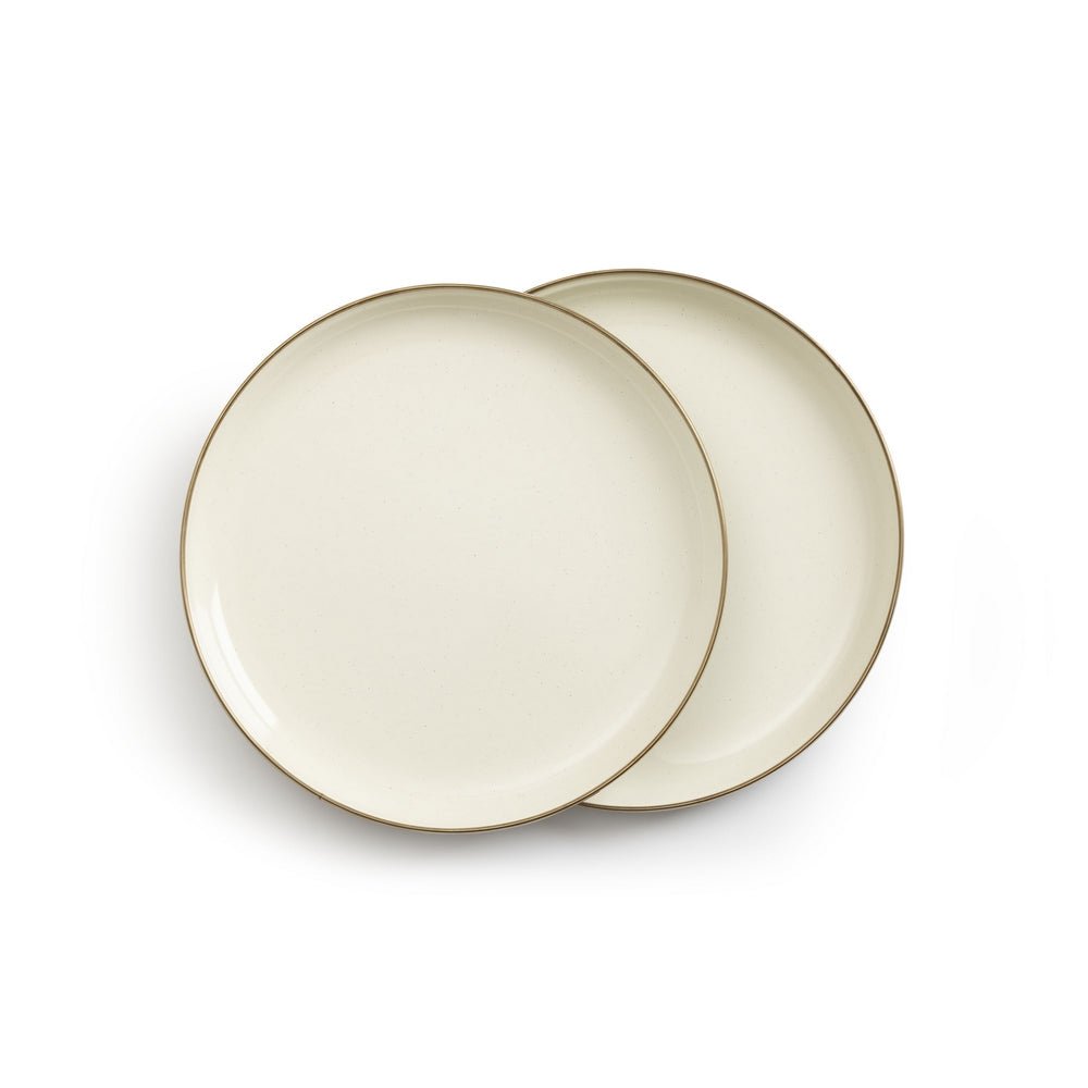 Enamel Plate Set - Set Of Two Plates - Two Tone Colour Olive & Cream - Life of Riley