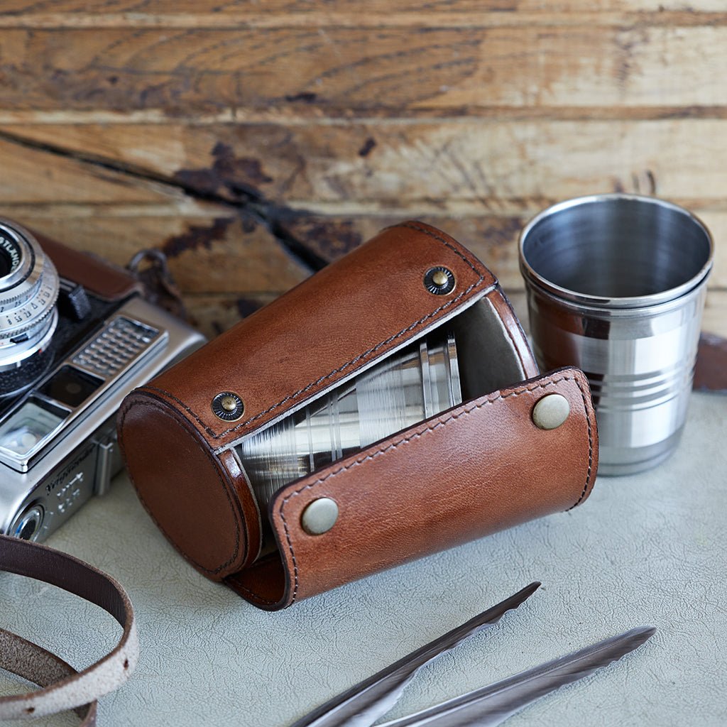 Leather Case With Four Metal Stirrup Cups - Life of Riley