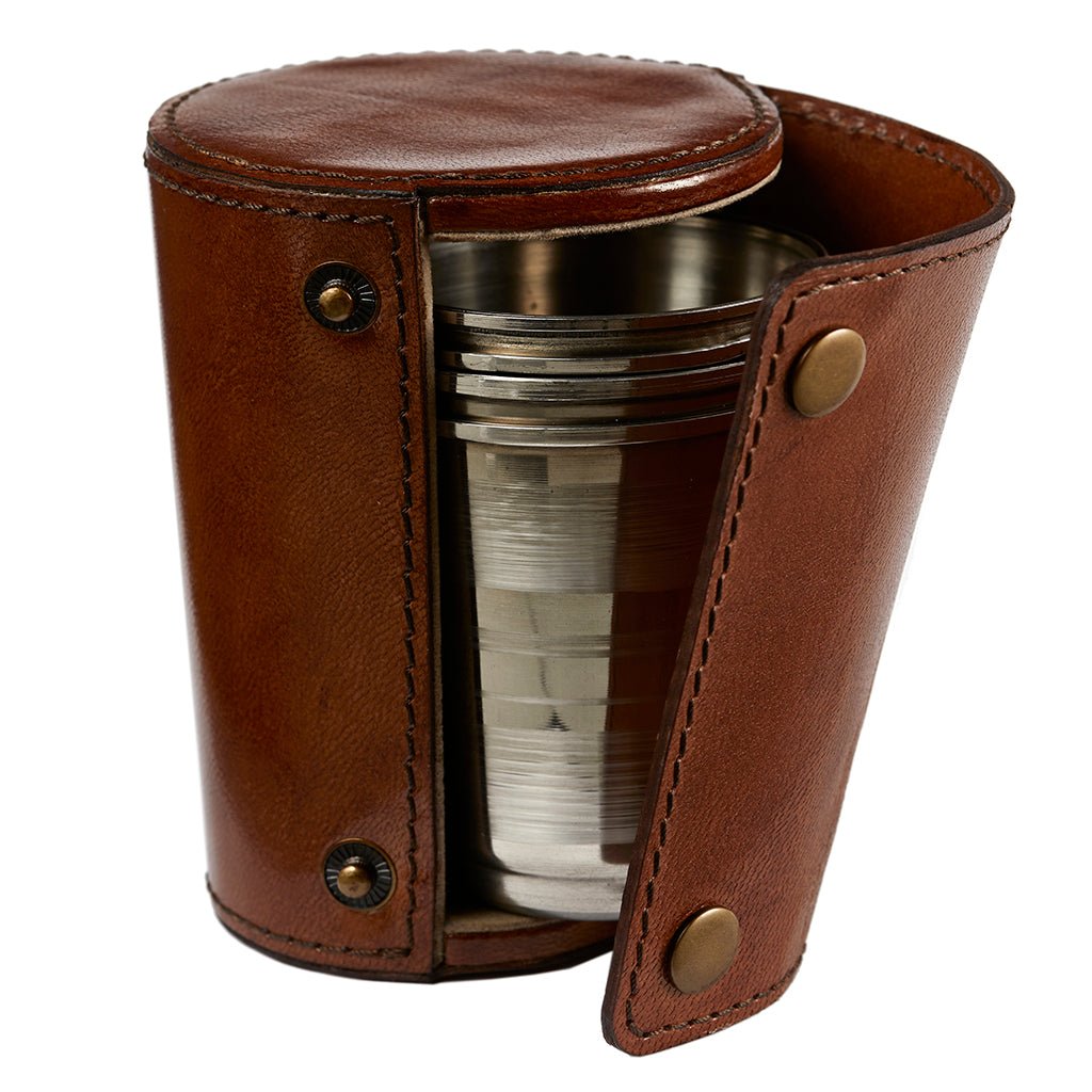 Leather Case With Four Metal Stirrup Cups - Life of Riley