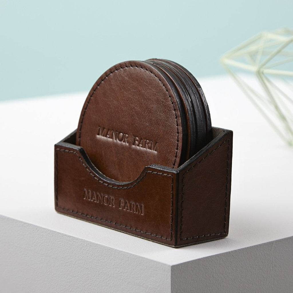 Leather Coasters & Holder - Round - Life of Riley