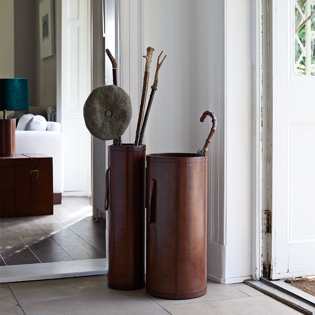 Leather Hallway Set: Umbrella Holder & Matching Stick Holder - Life of Riley