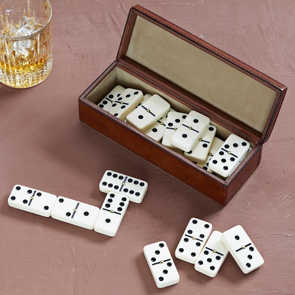 Leather Personalised Dominoes Box. Includes A Set Of Double Six Dominoes - Life of Riley