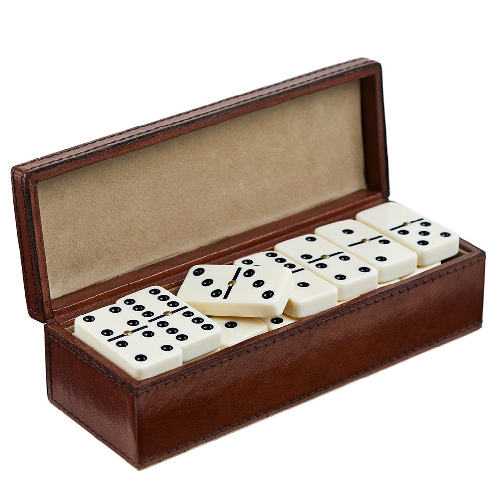Leather Personalised Dominoes Box. Includes A Set Of Double Six Dominoes - Life of Riley