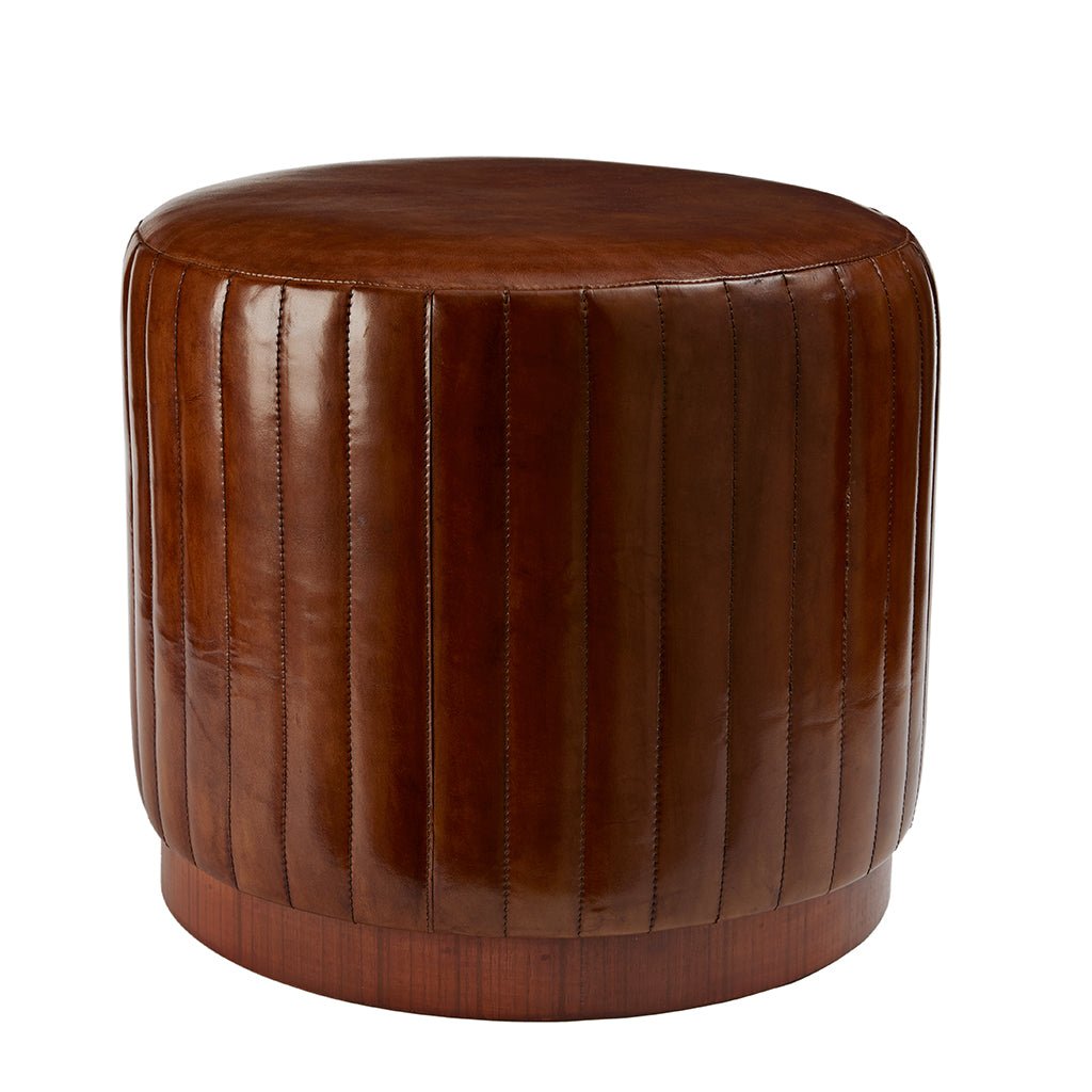 Leather Round Ottoman - Life of Riley