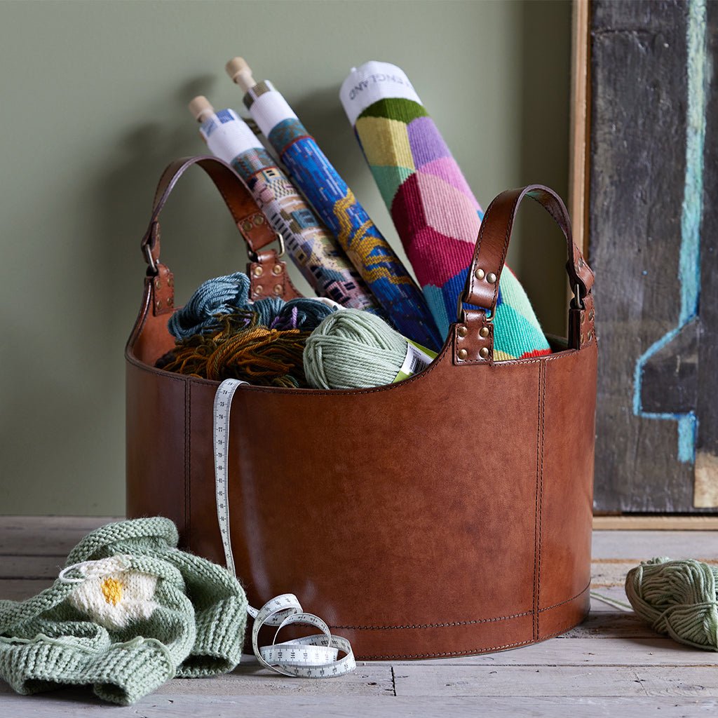 Leather Round Storage Basket - Life of Riley