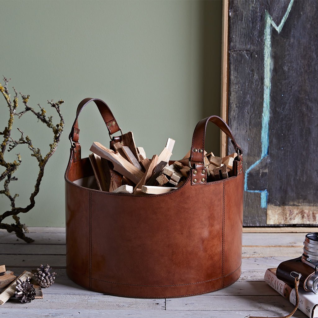 Leather Round Storage Basket - Life of Riley
