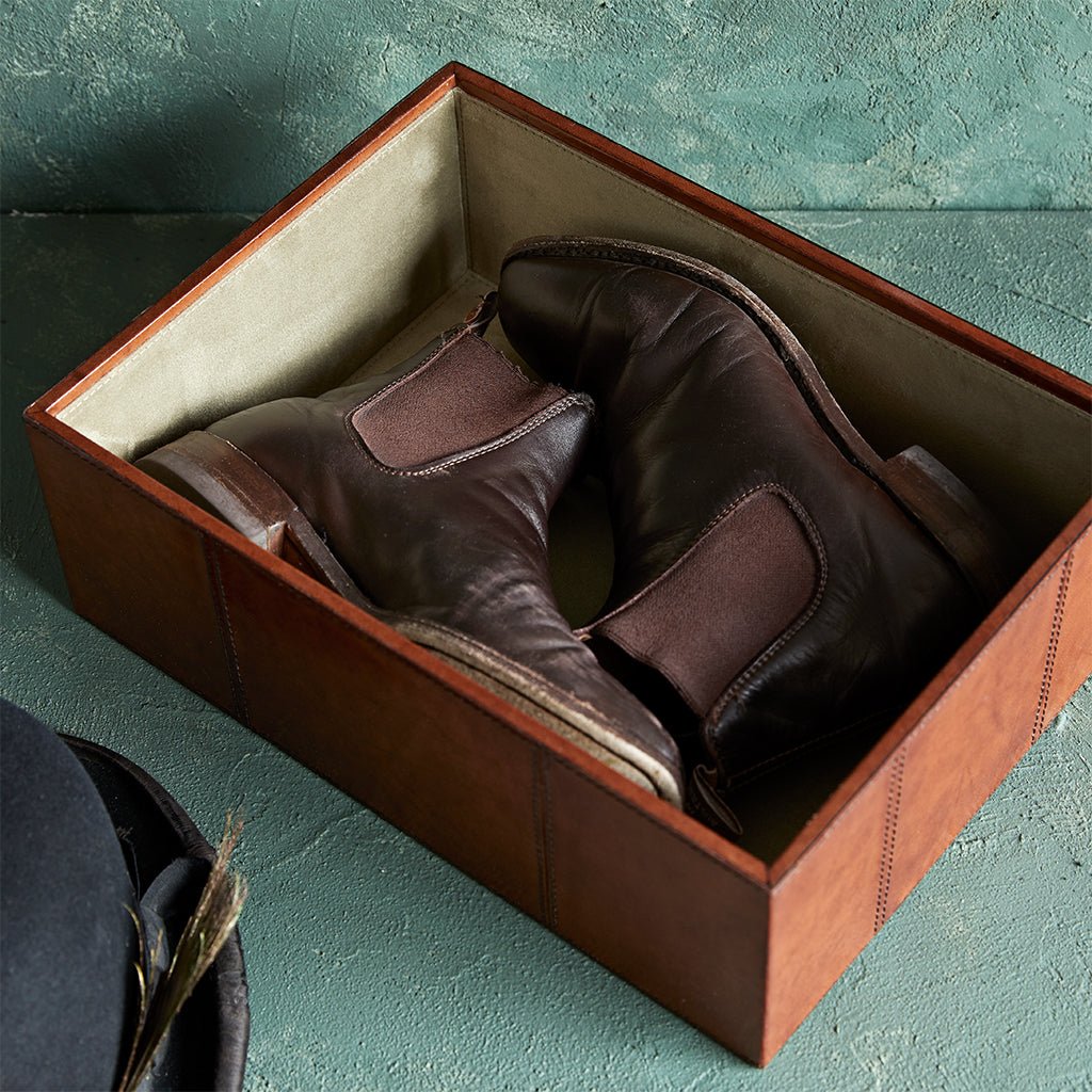 Leather Shoe Storage Box - Two Sizes - Life of Riley