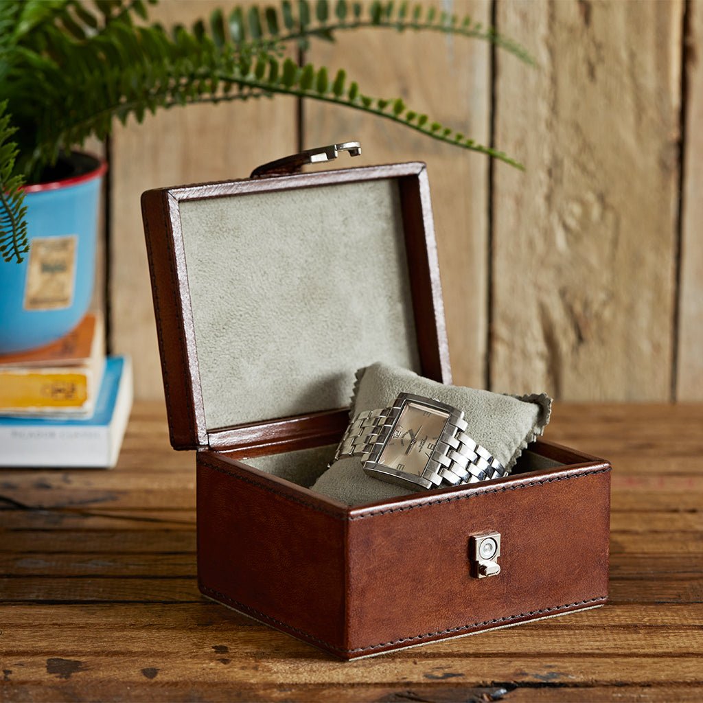 Leather Watch Box With Chrome Clasp - Life of Riley