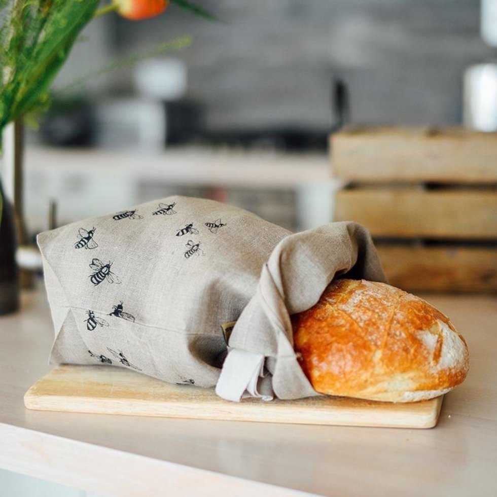 Pure Linen Bread Bag - Honey Bee Design - Life of Riley