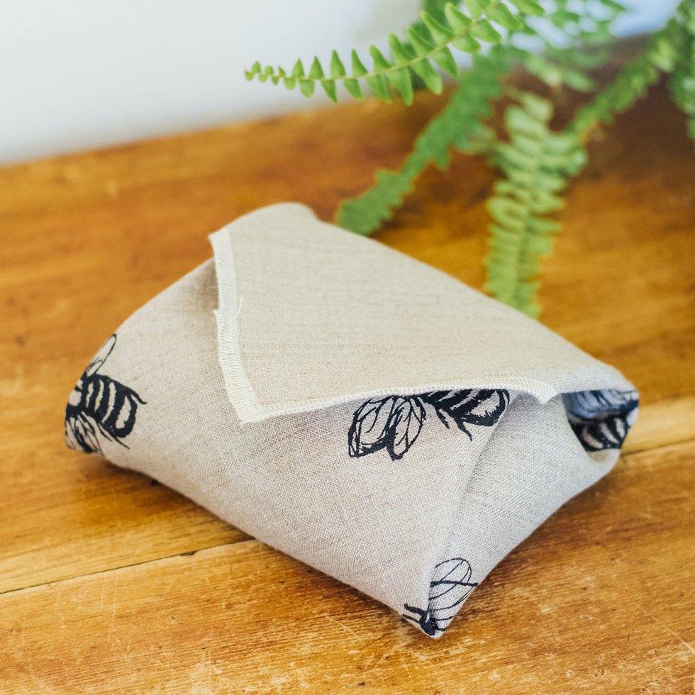Pure Linen Re-useable Sandwich Wrap - Honey Bee Design - Life of Riley