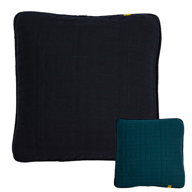 Quilted Cotton Cushion Cover - Navy /Teal - Life of Riley