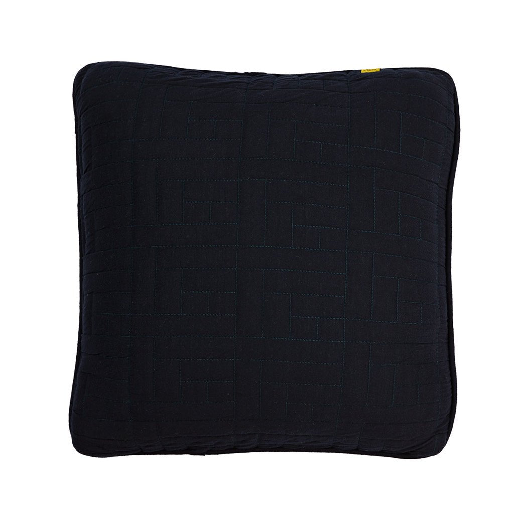 Quilted Cotton Cushion Cover - Navy /Teal - Life of Riley