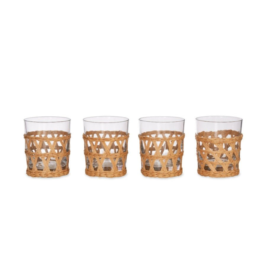 Set Of Four Glass & Rattan Tumblers - Life of Riley