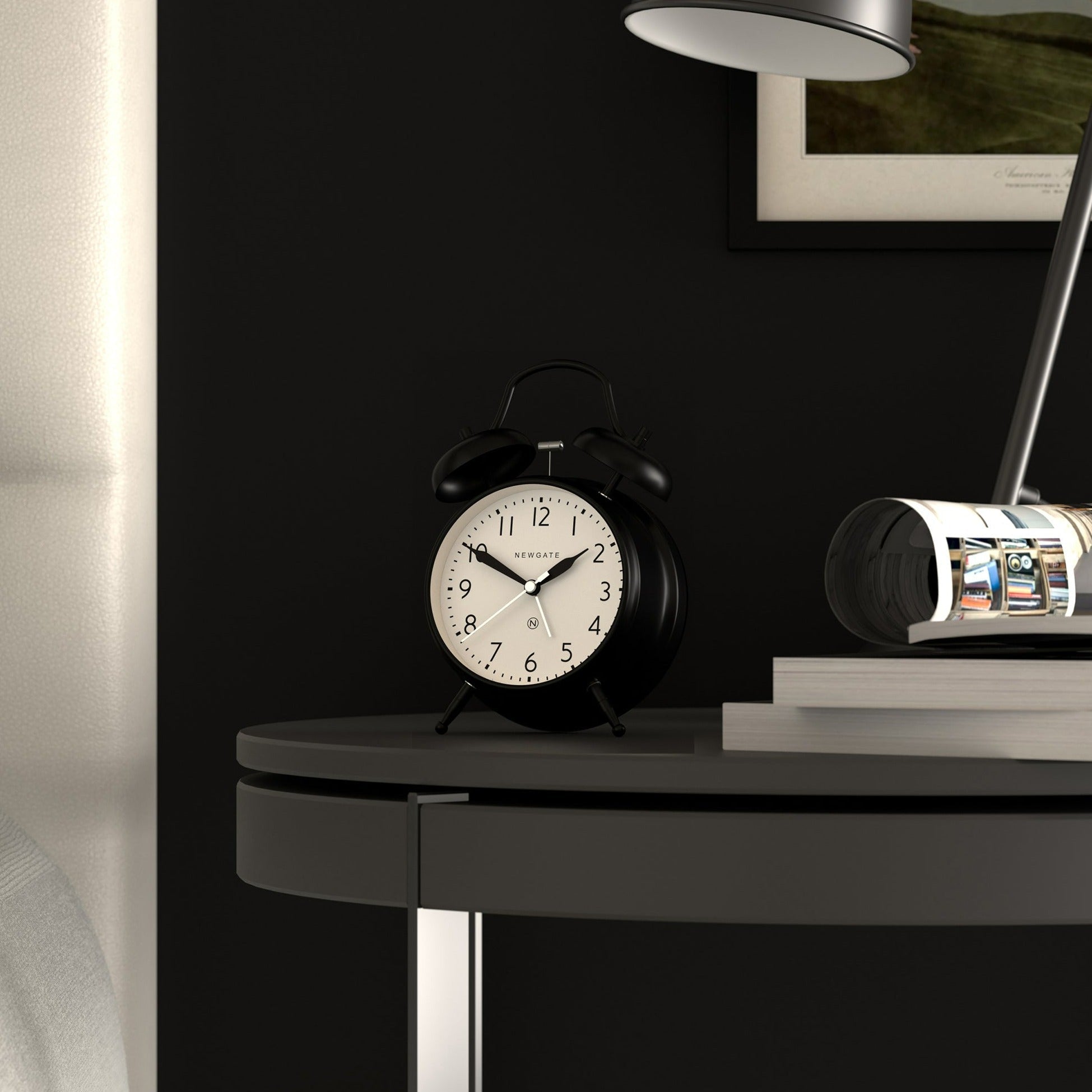 Twin Bell Silent Sweep Analogue Alarm Clock - Matte Black - Life of Riley