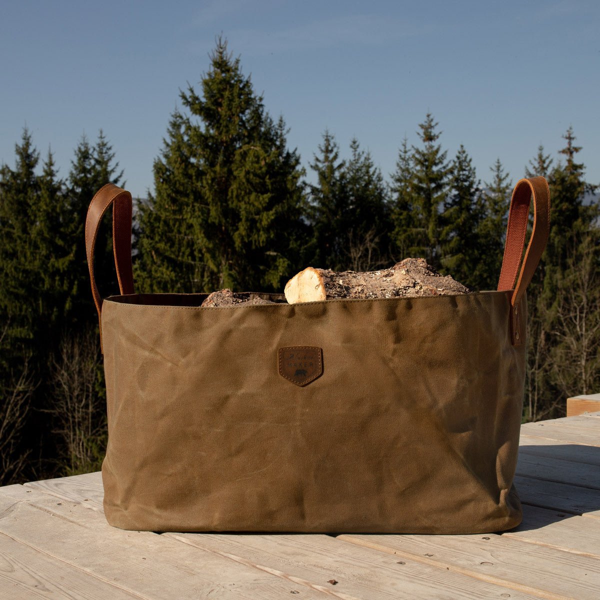 Waxed Canvas & Leather Handled Log Bag - Life of Riley