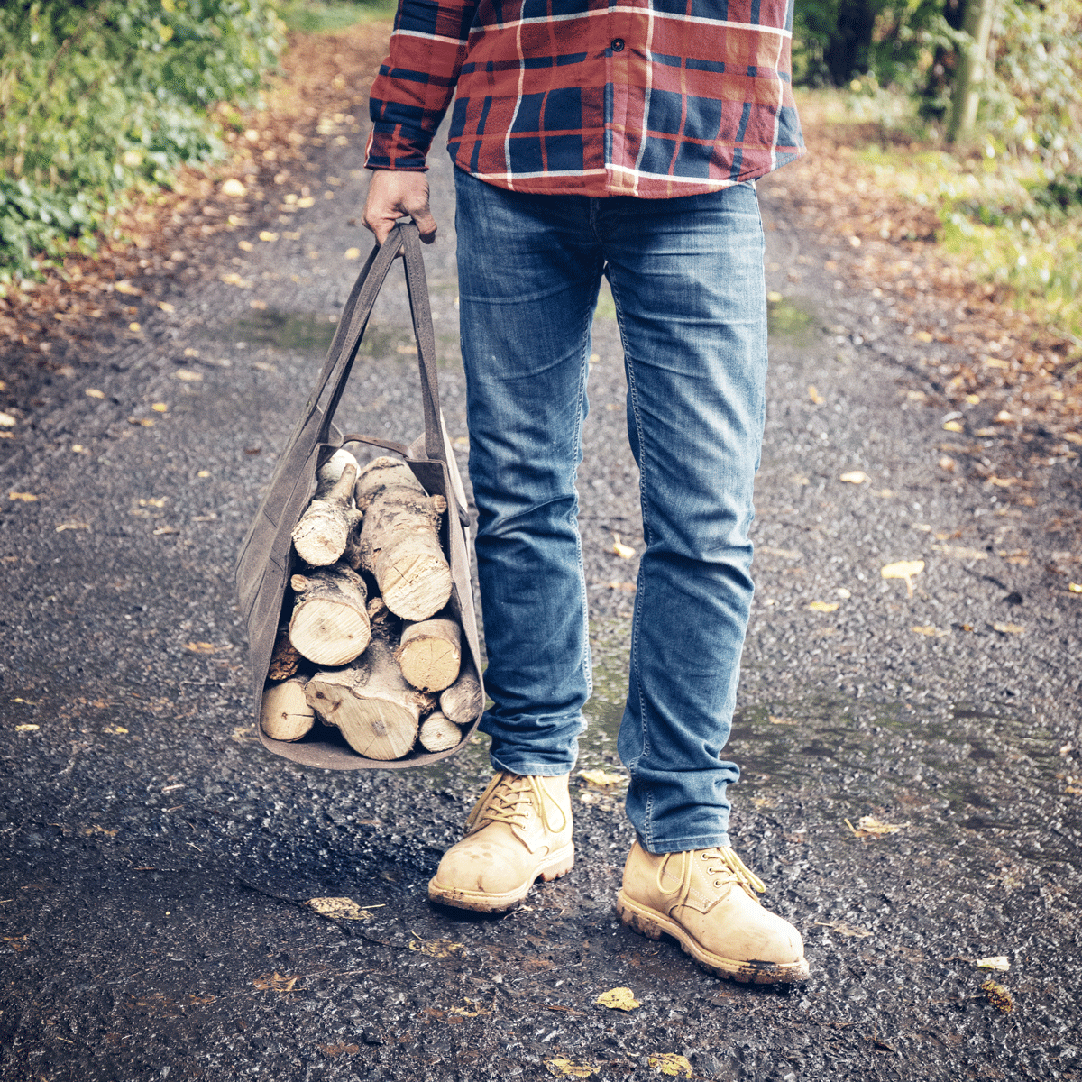 Waxed Canvas & Leather Strap Log Carrier - Life of Riley