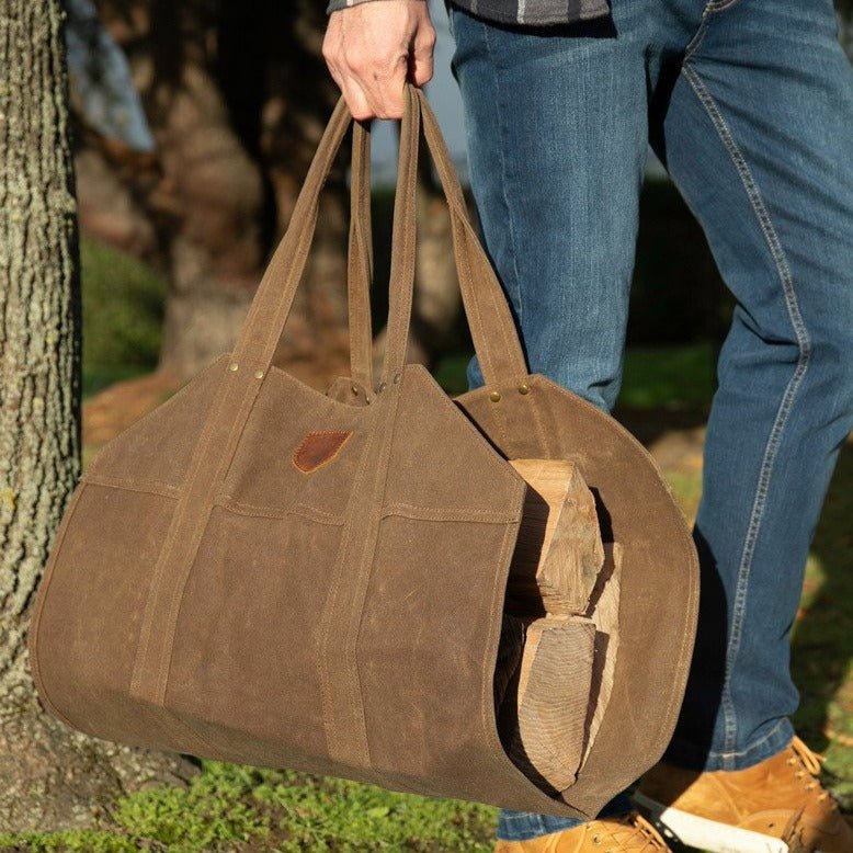 Waxed Canvas & Leather Strap Log Carrier - Life of Riley