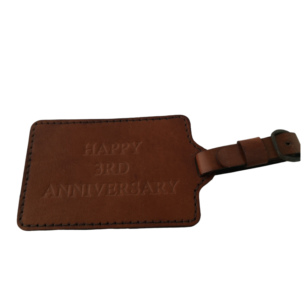Personalised Seconds Luggage HAPPY 3RD ANNIVERSARY in Conker