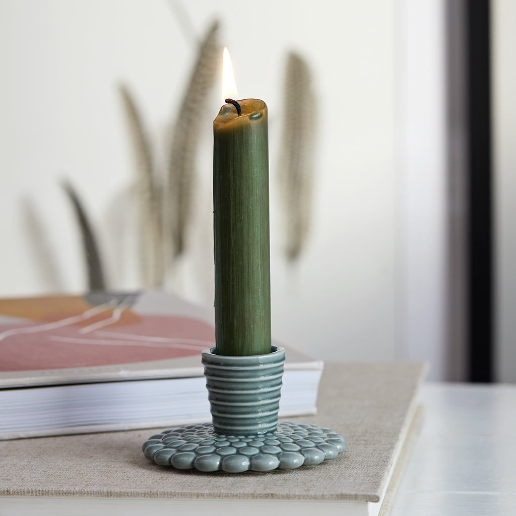 Blue grey candle stick holder