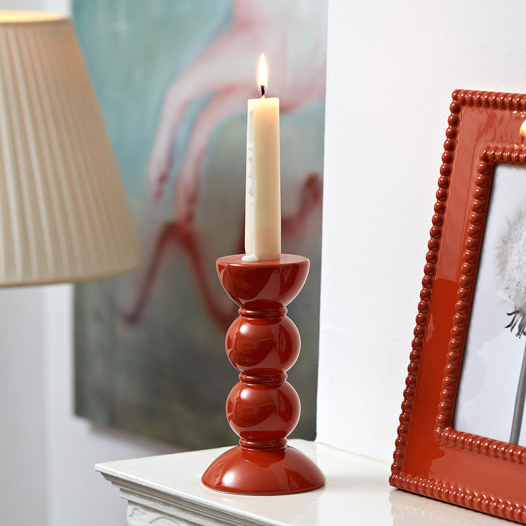 Bobbin candle stickholder orange