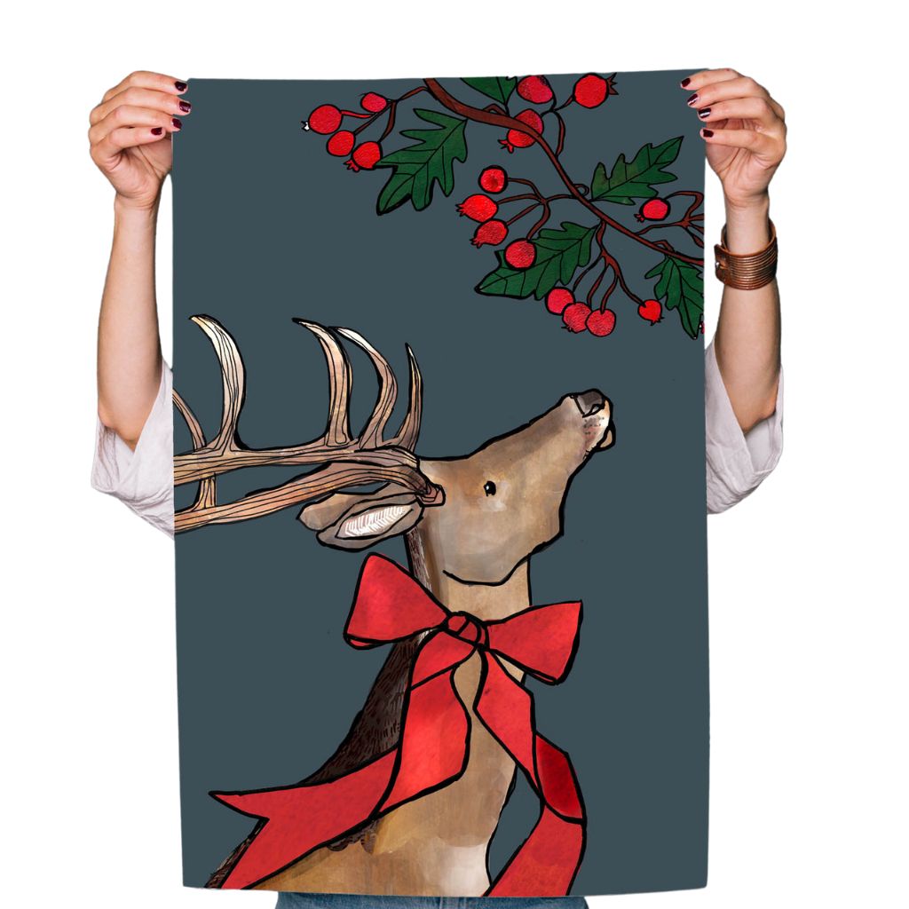 Christmas Stag Tea Towel