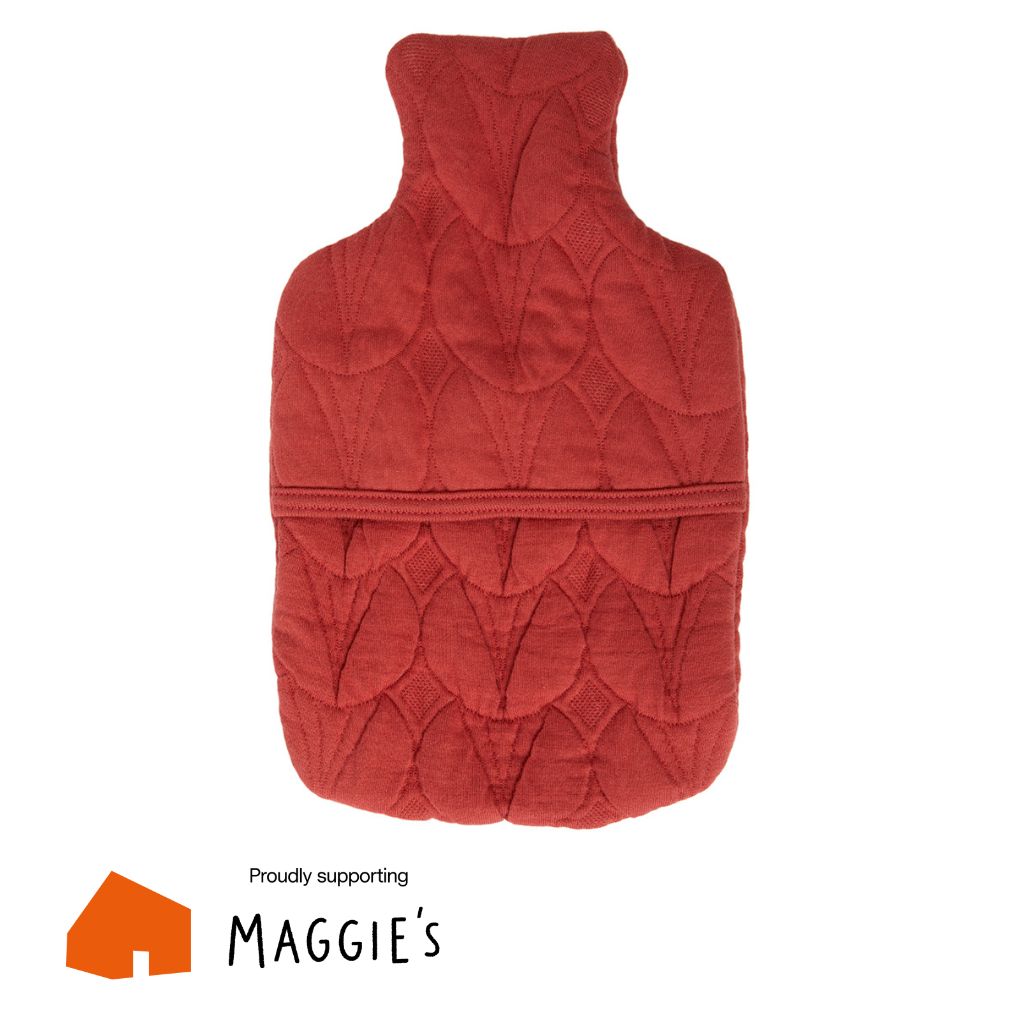 Quilted Cotton Hot Water Bottle - Coral