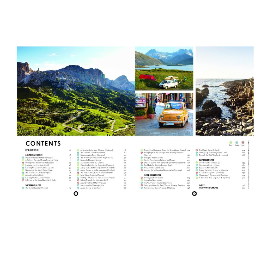 Epic Road Trips of Europe - contents page