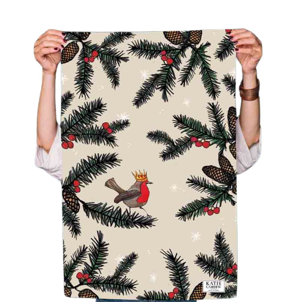 Festive Robin Tea Towel