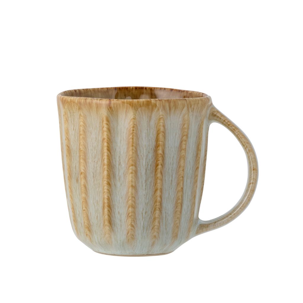 Ceramic mug with a striped pattern on a white background