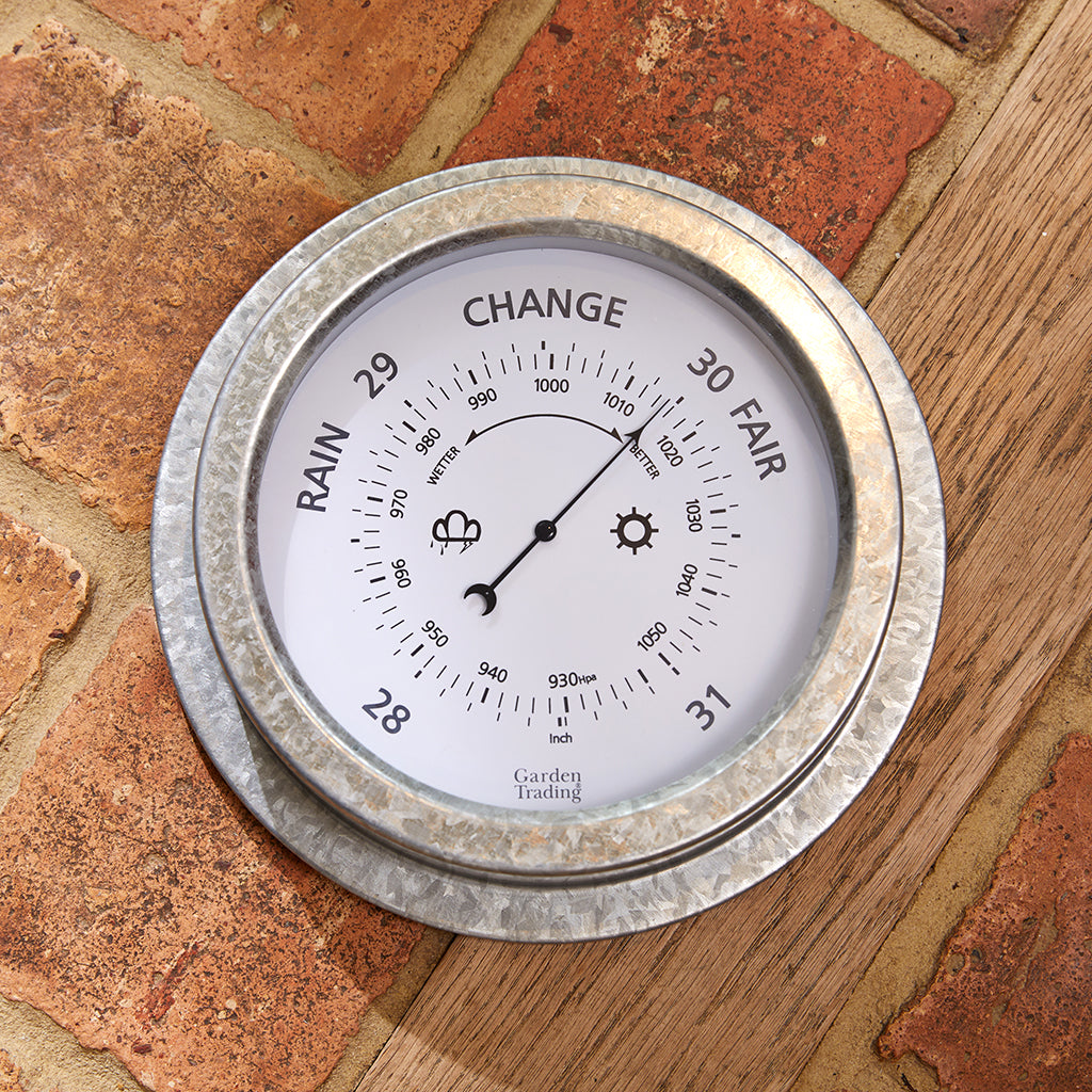 Galvanised steel garden  Barometer