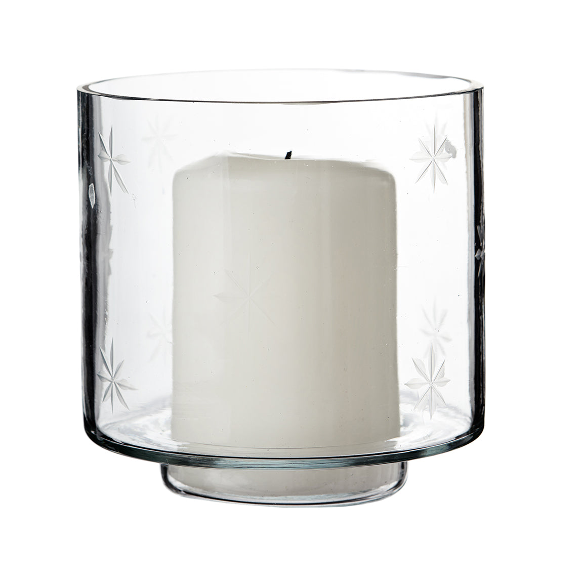 Glass Star Etched Small Candle holder with candle