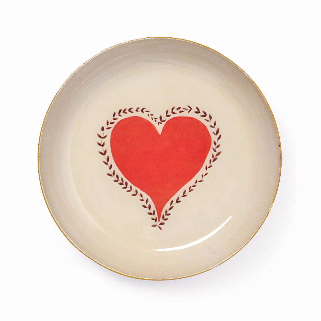 Round enamel tray - heart