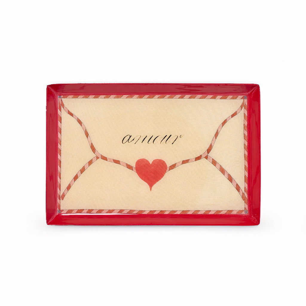 Rectangle enamel tray - amour