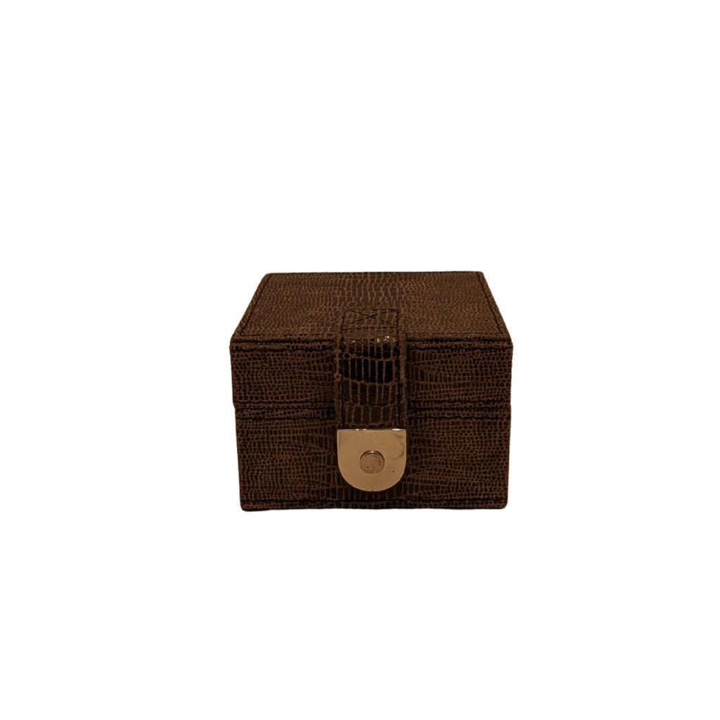 Special Purchase - Square Chocolate Croc Leather Trinket Box