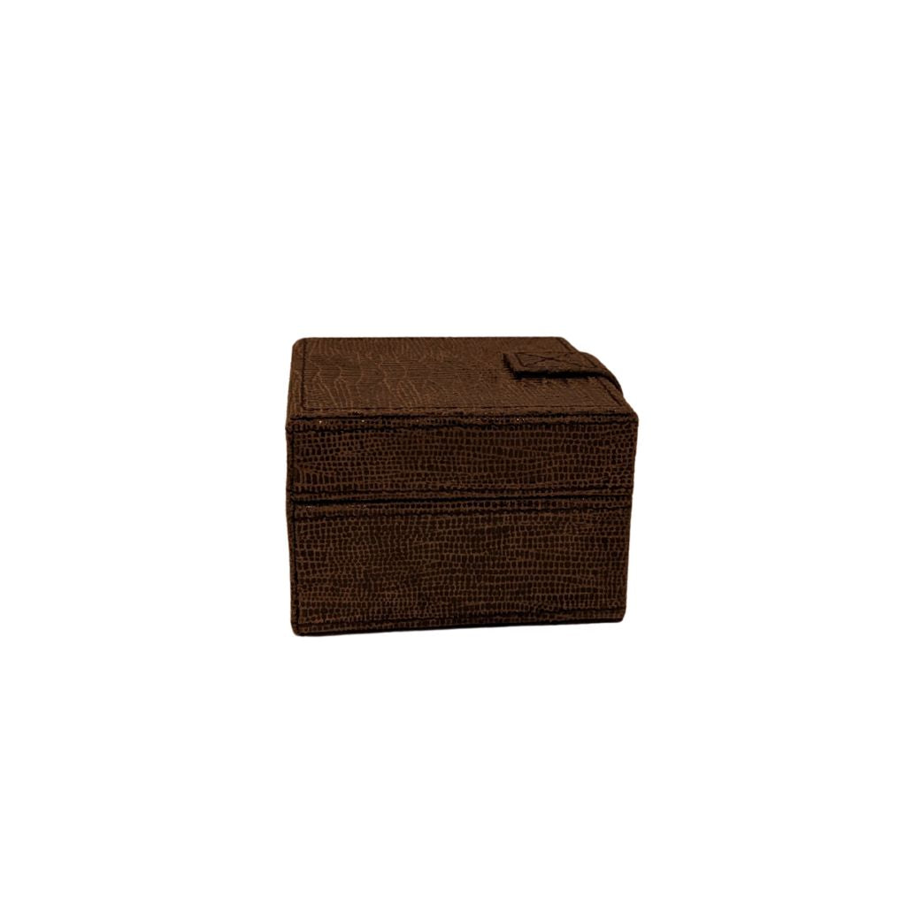 Special Purchase - Square Chocolate Croc Leather Trinket Box