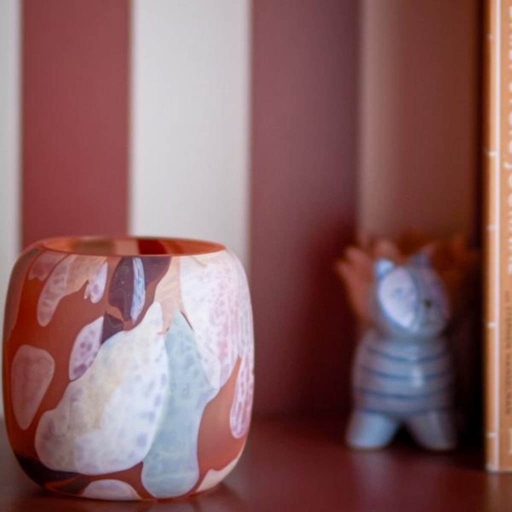 Karan tea light holder on shelf