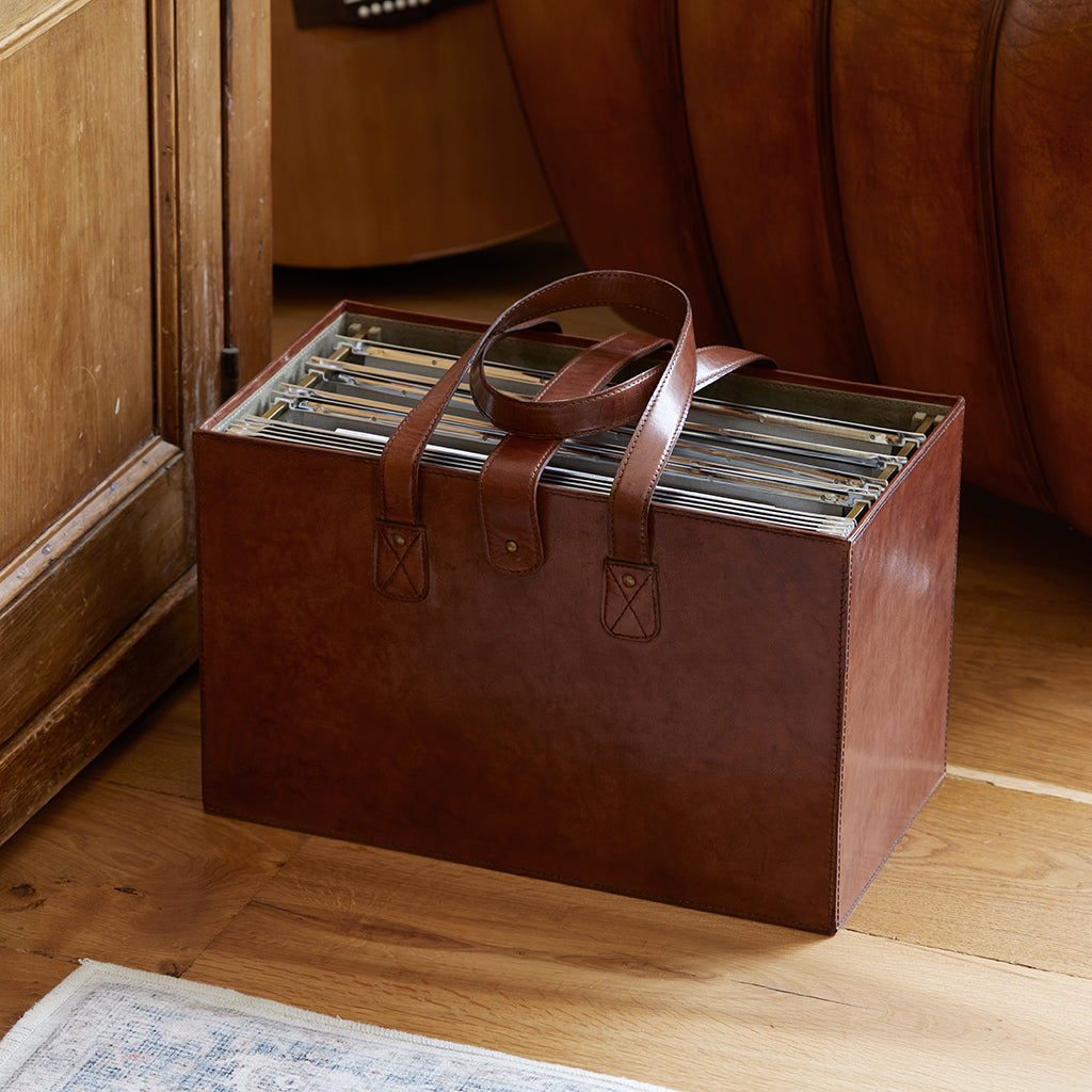 Leather File Basket